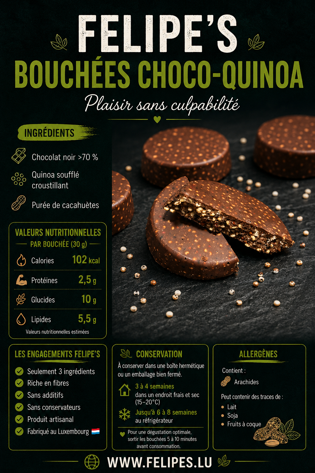 Felipe’s Bouchées Choco-Quinoa Croustillantes